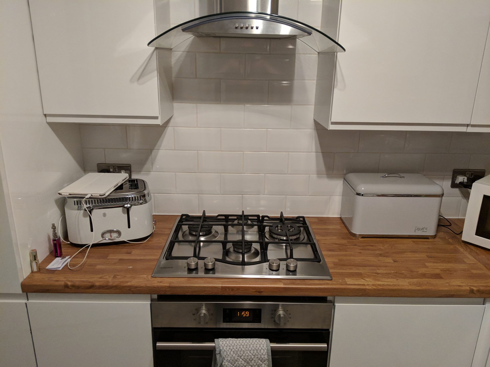 Modern kitchen setup with gas stove